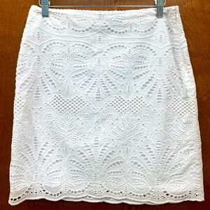 Talbots white eyelet mini/at or above the knee skirt